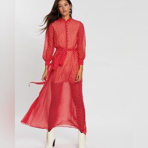 Chic Red Polka Dot Maxi Dress